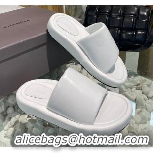 Grade Quality Balenciaga Padded Lambskin Slide Sandals 010859 White