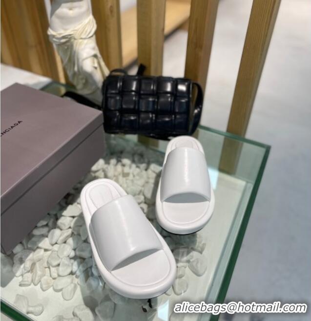 Grade Quality Balenciaga Padded Lambskin Slide Sandals 010859 White