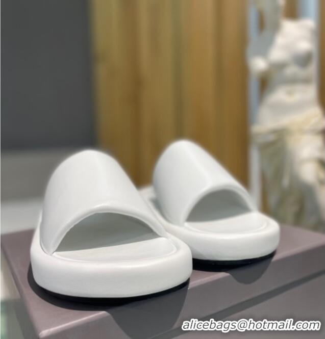 Grade Quality Balenciaga Padded Lambskin Slide Sandals 010859 White