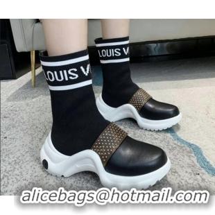 Best Design Louis Vuitton Archlight Knit Sock Short Sneakers Boots with Studded Monogram Canvas Strap 102143