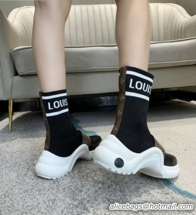 Best Design Louis Vuitton Archlight Knit Sock Short Sneakers Boots with Studded Monogram Canvas Strap 102143