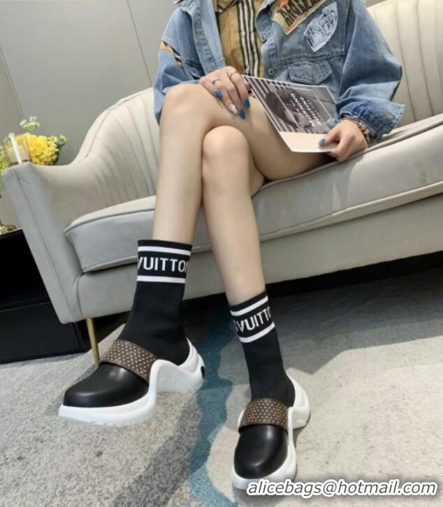 Best Design Louis Vuitton Archlight Knit Sock Short Sneakers Boots with Studded Monogram Canvas Strap 102143