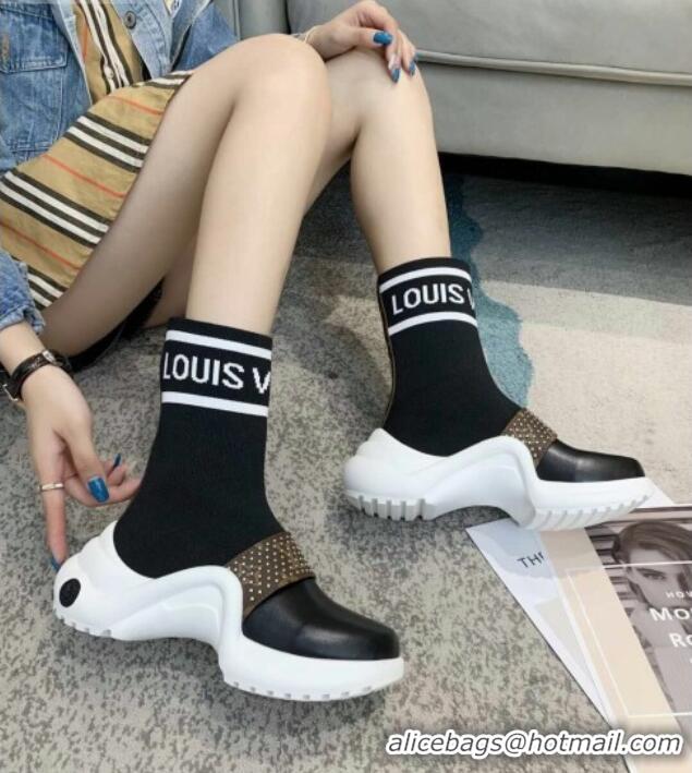 Best Design Louis Vuitton Archlight Knit Sock Short Sneakers Boots with Studded Monogram Canvas Strap 102143