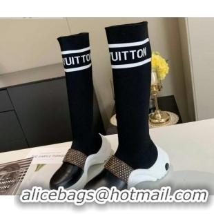 Perfect Louis Vuitton Archlight Knit Sock Medium High Sneakers Boots with Studded Monogram Canvas Strap 102144