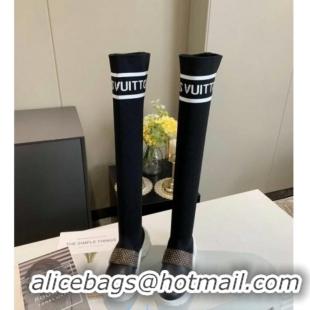 Super Quality Louis Vuitton Archlight Knit Sock Over-Knee High Sneakers Boots with Studded Monogram Canvas Strap 102145