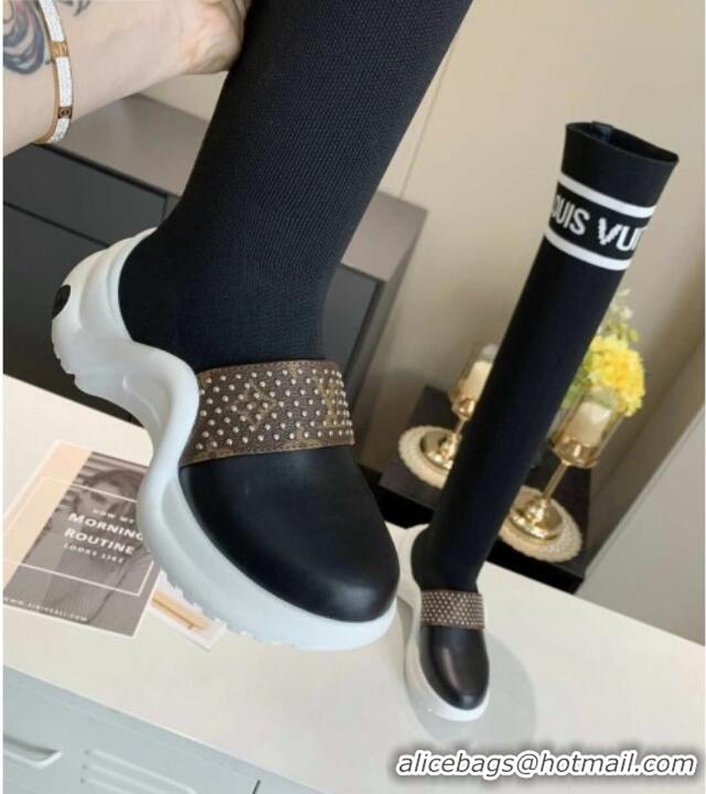 Super Quality Louis Vuitton Archlight Knit Sock Over-Knee High Sneakers Boots with Studded Monogram Canvas Strap 102145