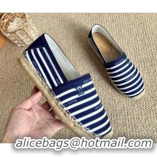 Low Cost Louis Vuitton Bidart Striped Flat Espadrilles 1A5ZPG Blue