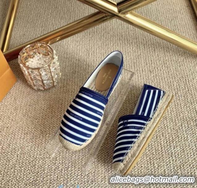 Low Cost Louis Vuitton Bidart Striped Flat Espadrilles 1A5ZPG Blue