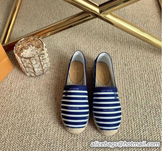 Low Cost Louis Vuitton Bidart Striped Flat Espadrilles 1A5ZPG Blue