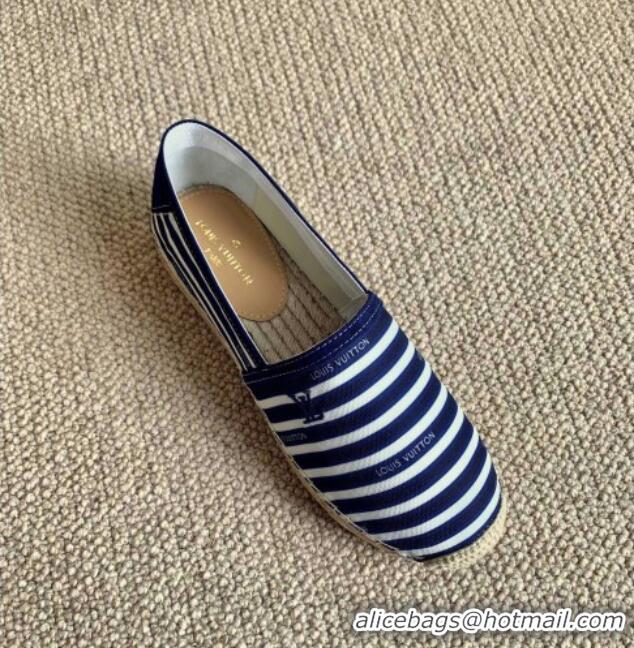 Low Cost Louis Vuitton Bidart Striped Flat Espadrilles 1A5ZPG Blue