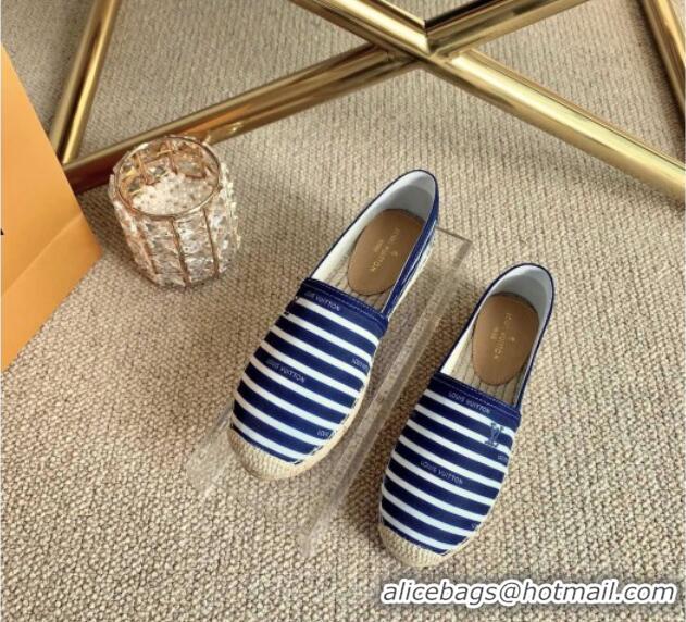 Low Cost Louis Vuitton Bidart Striped Flat Espadrilles 1A5ZPG Blue