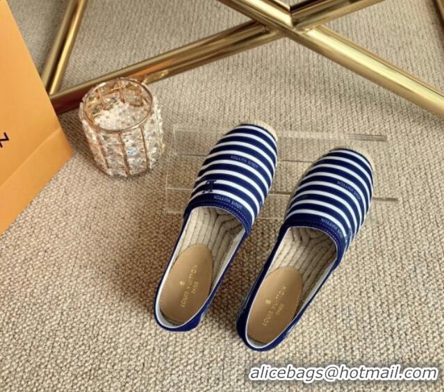 Low Cost Louis Vuitton Bidart Striped Flat Espadrilles 1A5ZPG Blue