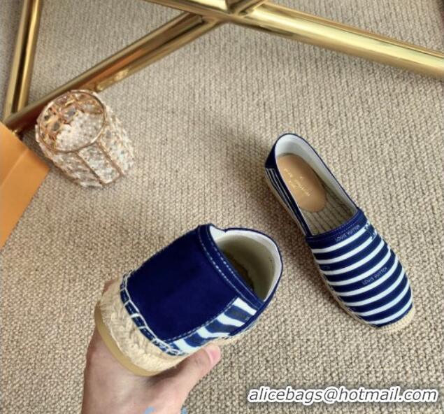 Low Cost Louis Vuitton Bidart Striped Flat Espadrilles 1A5ZPG Blue