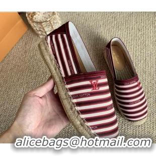 Good Product Louis Vuitton Bidart Striped Flat Espadrilles 1A5ZPG Burgundy