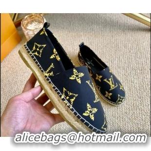 Grade Design Louis Vuitton Starboard Animal Print Monogram Flat Espadrilles 102305 Black/Yellow