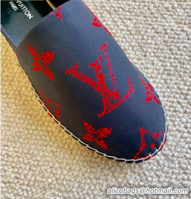 Best Luxury Louis Vuitton Starboard Animal Print Monogram Flat Espadrilles 102306 Blue/Red