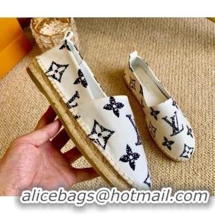 Good Quality Louis Vuitton Starboard Animal Print Monogram Flat Espadrilles 102307 White/Black