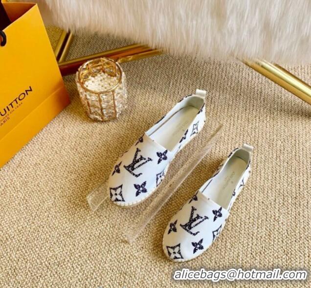 Good Quality Louis Vuitton Starboard Animal Print Monogram Flat Espadrilles 102307 White/Black