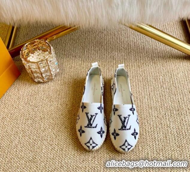 Good Quality Louis Vuitton Starboard Animal Print Monogram Flat Espadrilles 102307 White/Black