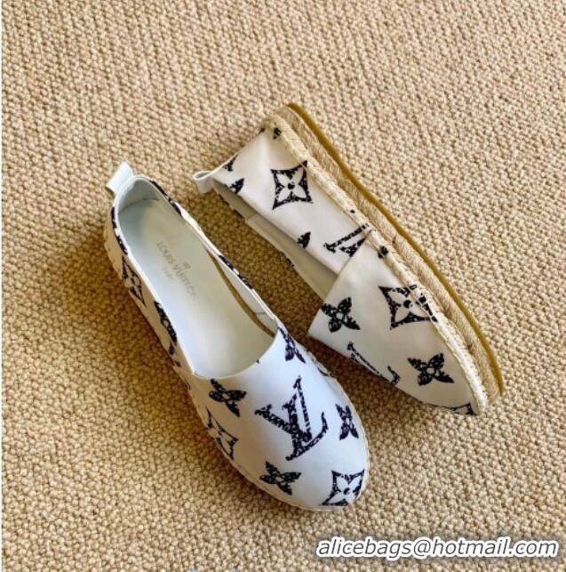 Good Quality Louis Vuitton Starboard Animal Print Monogram Flat Espadrilles 102307 White/Black