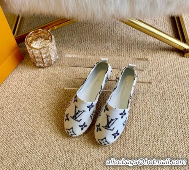 Good Quality Louis Vuitton Starboard Animal Print Monogram Flat Espadrilles 102307 White/Black