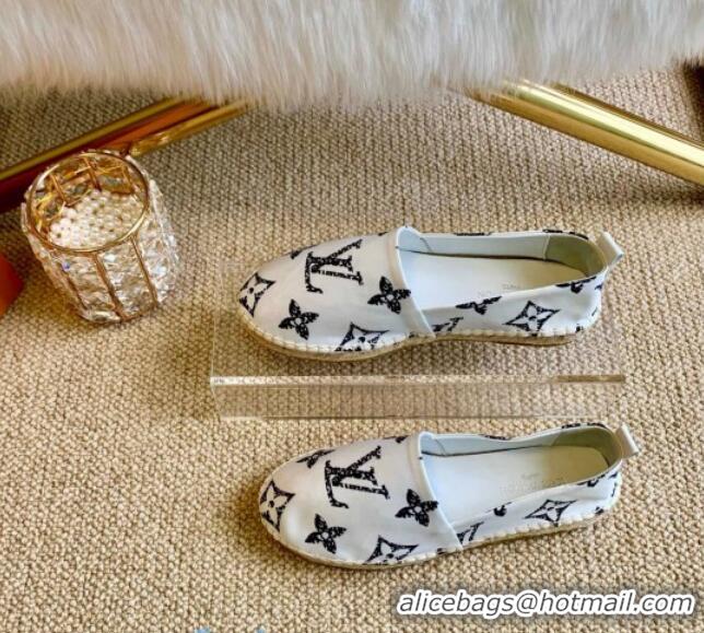 Good Quality Louis Vuitton Starboard Animal Print Monogram Flat Espadrilles 102307 White/Black