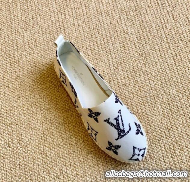 Good Quality Louis Vuitton Starboard Animal Print Monogram Flat Espadrilles 102307 White/Black