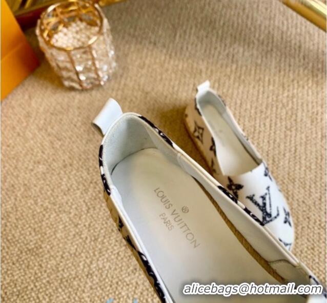 Good Quality Louis Vuitton Starboard Animal Print Monogram Flat Espadrilles 102307 White/Black