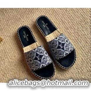 Design Louis Vuitton Since 1854 Flat Espadrilles Slide Sandal 102309 Grey