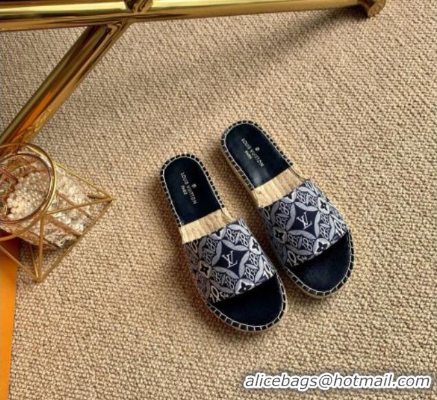 Design Louis Vuitton Since 1854 Flat Espadrilles Slide Sandal 102309 Grey