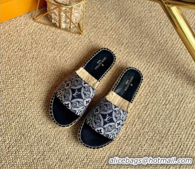 Design Louis Vuitton Since 1854 Flat Espadrilles Slide Sandal 102309 Grey