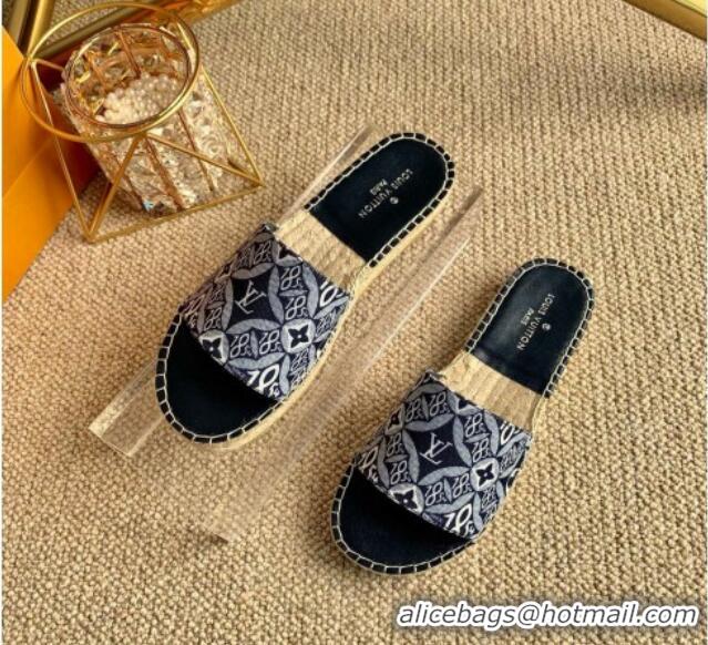 Design Louis Vuitton Since 1854 Flat Espadrilles Slide Sandal 102309 Grey