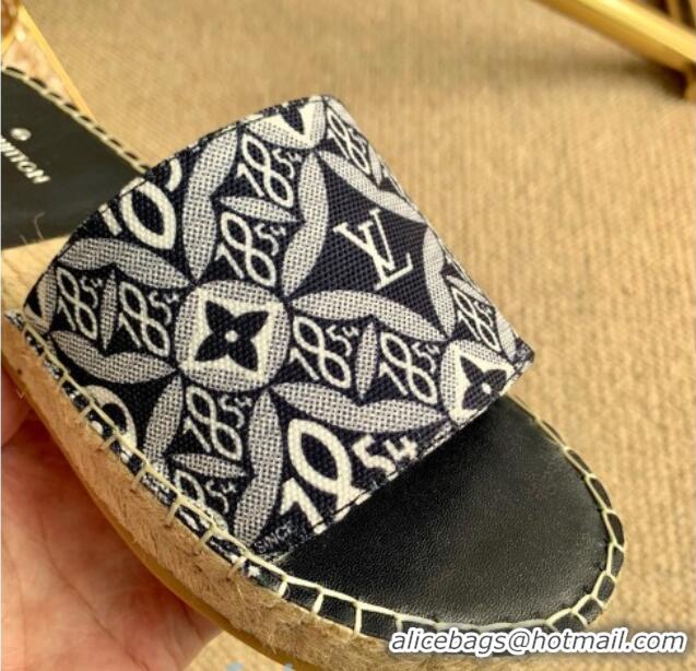 Design Louis Vuitton Since 1854 Flat Espadrilles Slide Sandal 102309 Grey