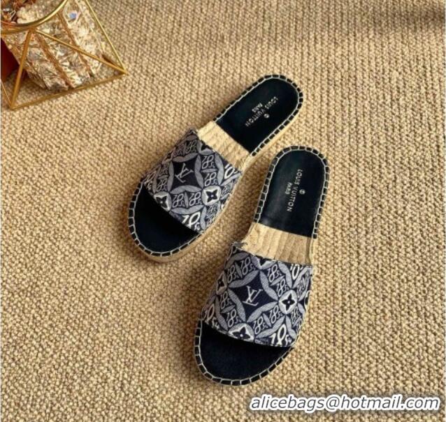 Design Louis Vuitton Since 1854 Flat Espadrilles Slide Sandal 102309 Grey