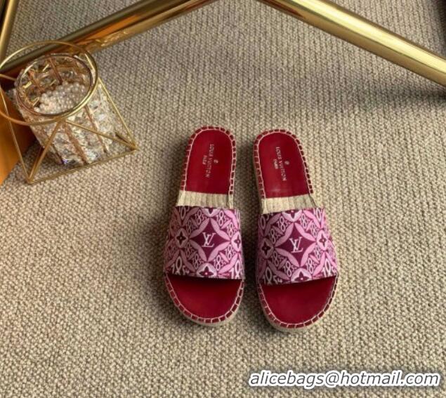 Best Price Louis Vuitton Since 1854 Flat Espadrilles Slide Sandal 102309 Burgundy