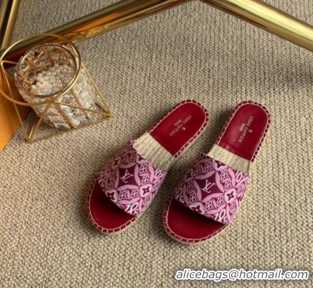 Best Price Louis Vuitton Since 1854 Flat Espadrilles Slide Sandal 102309 Burgundy