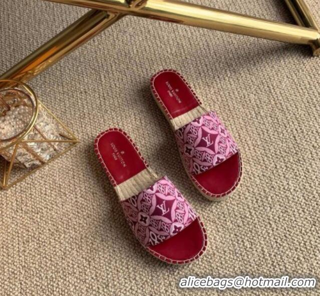 Best Price Louis Vuitton Since 1854 Flat Espadrilles Slide Sandal 102309 Burgundy