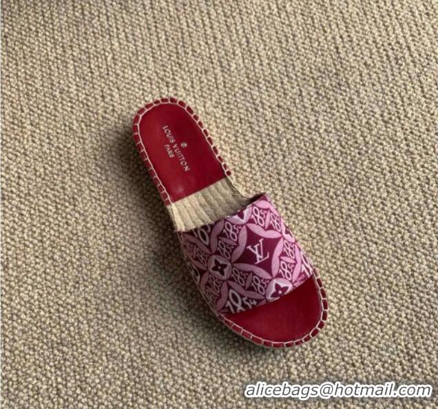 Best Price Louis Vuitton Since 1854 Flat Espadrilles Slide Sandal 102309 Burgundy