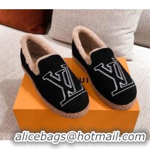 Trendy Design Louis Vuitton Frontrow Wool LV Flat Loafers 102405 Black