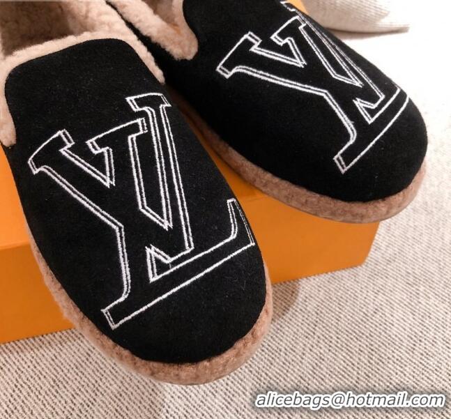 Trendy Design Louis Vuitton Frontrow Wool LV Flat Loafers 102405 Black