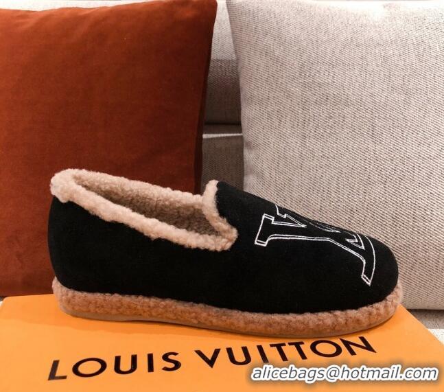 Trendy Design Louis Vuitton Frontrow Wool LV Flat Loafers 102405 Black