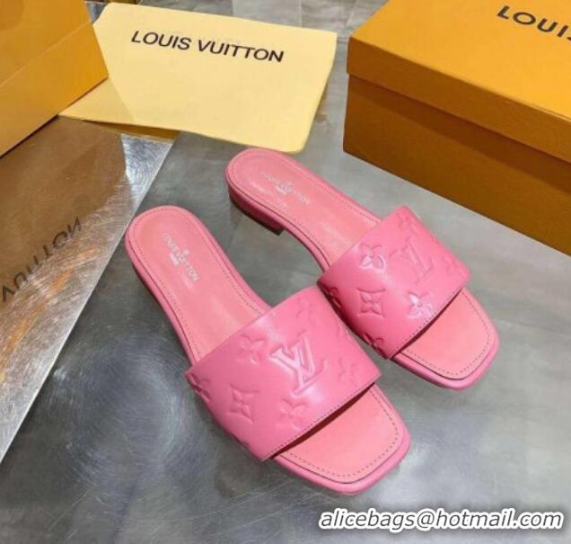 Custom Louis Vuitton One-Stone Monogram Calfskin Flat Slide Sandals 111001 Light Pink