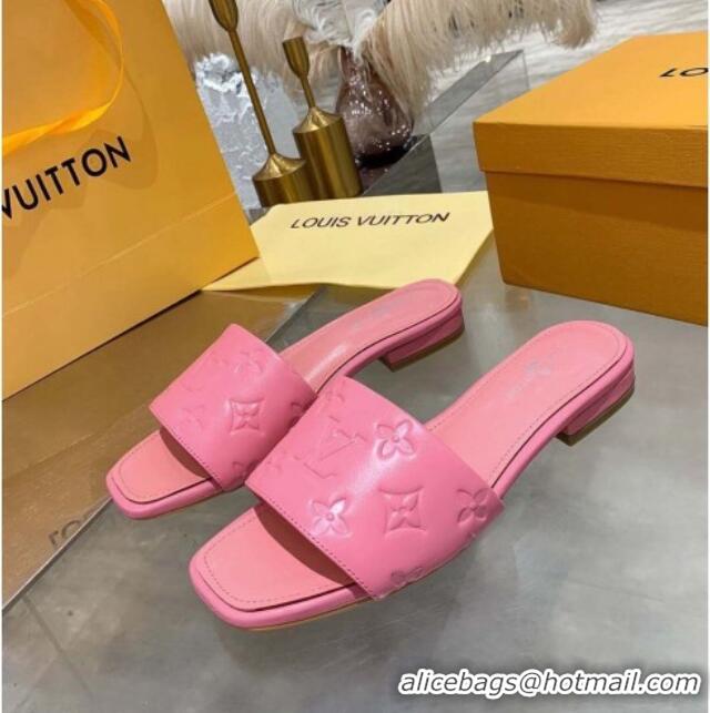 Custom Louis Vuitton One-Stone Monogram Calfskin Flat Slide Sandals 111001 Light Pink