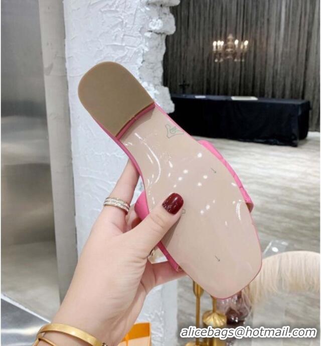 Custom Louis Vuitton One-Stone Monogram Calfskin Flat Slide Sandals 111001 Light Pink