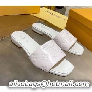 New Style Louis Vuitton One-Stone Monogram Calfskin Flat Slide Sandals 111001 White