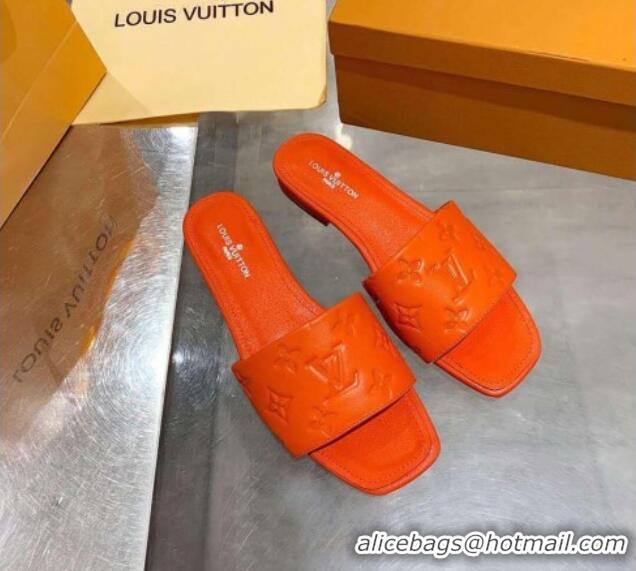 Good Product Louis Vuitton One-Stone Monogram Calfskin Flat Slide Sandals 111001 Orange