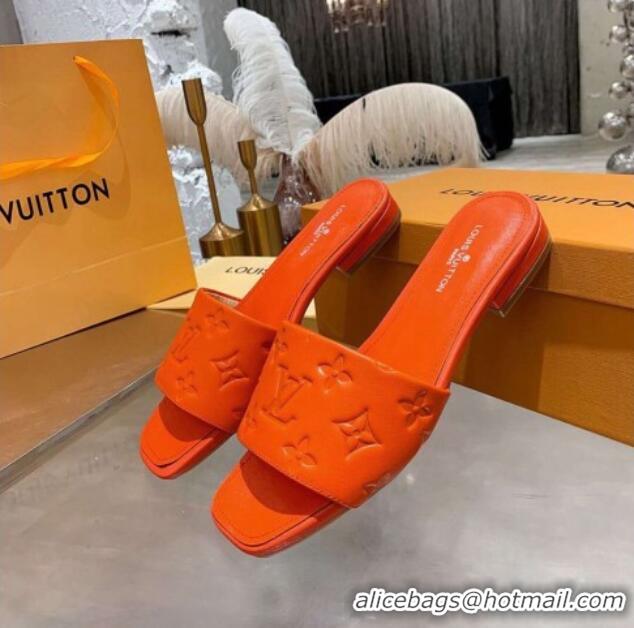 Good Product Louis Vuitton One-Stone Monogram Calfskin Flat Slide Sandals 111001 Orange