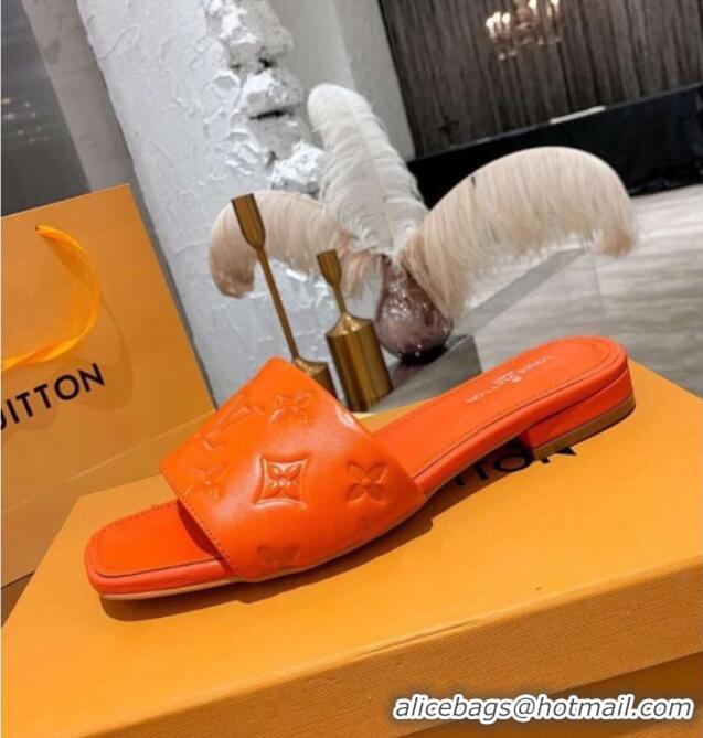 Good Product Louis Vuitton One-Stone Monogram Calfskin Flat Slide Sandals 111001 Orange