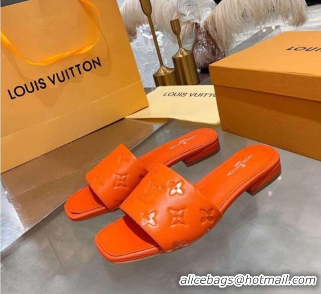 Good Product Louis Vuitton One-Stone Monogram Calfskin Flat Slide Sandals 111001 Orange