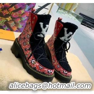 Cool Louis Vuitton LV Beaubourg Short Boots in Crafty Canvas and Shearling Wool 1A8CUQ Red